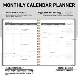 Monthly Planner Jan 2026 - Dec 2027, Calendar Planner for 24 Months, 9×11 Inch, Teacher Monthly, Waterproof PVC Cover, Spiral Bound, Time Management Calendar, Perfect for School & Office (Green)