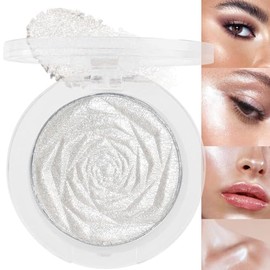 evpct Maquillaje Resaltador de Cara Plateado Blanco Perla, Brillo Blanco Brillo Diamante Resaltadores Brillantes Maquillaje Paleta de Sombra de Ojos Polvo para Cara Cuerpo Piel de La Mejilla, Esquina
