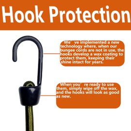 YELIER Bungee Cord Green Polyester, 5/16" * 40" * 8 pcs, Heavy Duty Bungee Cord with Hooks, Multifunctional Bungee Cord with Hooks. Polyester Threads.