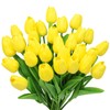 28pcs Yellow Flowers Artificial Tulip Stems Real Feel PU Tulips