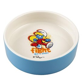 Smurfs duvoplus, La Smurf Bowl 300ml - 14.2 x 14.2 x 4 cm, Glazed Ceramic, Robust and Sturdy, for Wet Food, Dry Food and Water, Dishwasher Safe