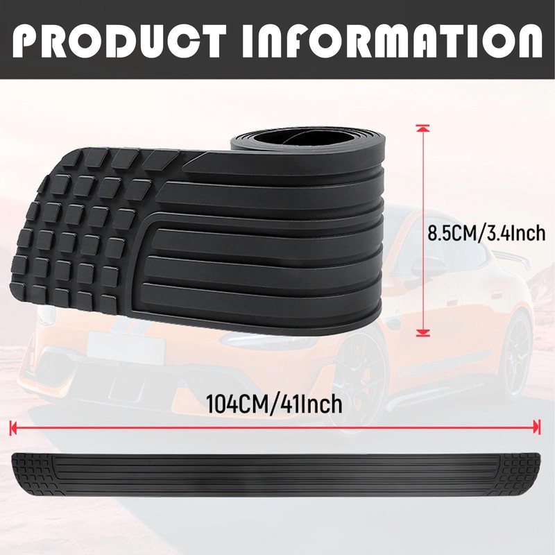 Universal Rear Bumper Protector | Rubber Anti-Scratch Guard | 41x3.4