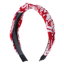 Motique Accessories Turban Knot Headband with Leaves for Women and Girls-Red