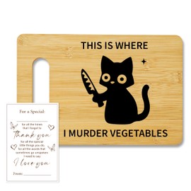Funny Black Cat Cutting Board-This Is Where I Murder Vegetable, Charcuterie Board for Kitchen Decor, House Warming Gifts for Cat Lovers Couples Friends -05