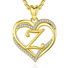 INFUSEU Initial Necklace Women Letter Heart Jewelry Z Gold Pendant Alphabet Capital Monogram