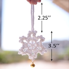 Crocheted Snowflake Ornaments (4pcs) Christmas Tree Decorations, Wall Hanging Ornament for Home Decor