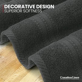 Canadian Linen Luxury Everest Washcloths 12”x12”, 12 Pack 100% Natural Cotton Absorbent Face Towels, Machine Washable, Drying Face Towel Set for Home Bathroom, Bar Hotel Spa Salon Gym Pool, Dark Grey