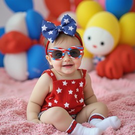 QFV 4.5" Baby Girl Bows 3 Pack Soft Headband High Stretchy Hairbows Newborn Toddler