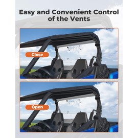 KEMIMOTO Vented Rear Windshield Compatible with Can-Am Commander & Commander Max 700/1000R 2021 2022 2023 2024 2025,1/5"Thick Clear Polycarbonate Rear Window Stronger than Glass Full Windscreen