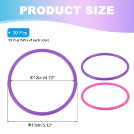 PATIKIL 5" Plastic Ring-Toss Rings for Bottles, 30 Pack Carnival Rings Plastic Hoops for Speed and Agility Practice Outdoor Party Favor, Pink/Purple