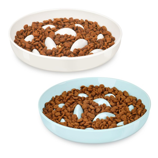 2PCS Cat Slow Feeder Bowl, Cat Food Bowl with Fish