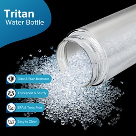 TSAKBAM Clear Water Bottle, 16 oz Leak-Proof Plastic Water Bottles with Flip Top Lid and Handle for Sports (Gray)