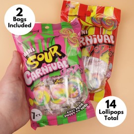 Mini Sweet & Sour Sirwl Lollipops, Sucker Mix, Individually Wrapped Candy, Party Favors, 14 Count