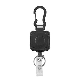 Heavy Duty Retractable Key Chain, Carabiner ID Card Holder, Tactical ID Card Holder, ID Badge Holder Key Reel, ID Card Sleeves for Male (Black)