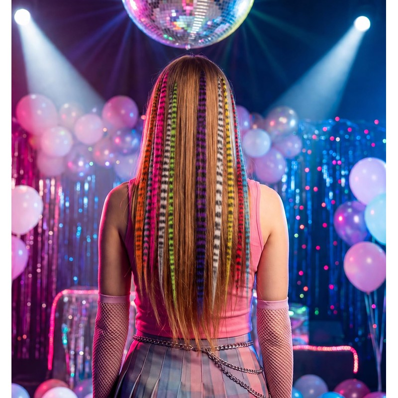 12 PCS Colorful Clip in Hair Extensions, Racoon Tail Hair