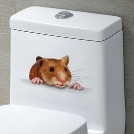 Hamster Mouse Toilet Cover Sticker Decals,Animal Rat Mouse Waterproof Toilet Lid Tank Seat Decals Cistern Self-Adhesive Bathroom Wall Sticker
