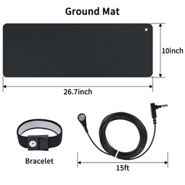 HRSDZKJ Grounding Mat for Sleep, Healthy Grounding Energy with Grounding Wristband and 15ft Straight Cord, Reduce Inflammation, Improve Sleep and Helps with Anxiety(26.7x10 Inch), Black