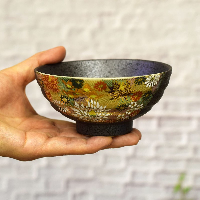 Couples Rice Bowl, Stylish Tableware, Kutani Ware, Pair of Rice