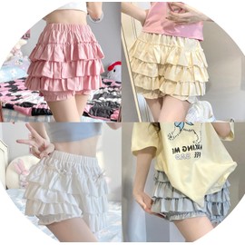 ZYOOFOV Women's Pettiy Pants, Cute, Ruffle, Multi-Layered, Non-See-through, Fluffy, Pumpkin, Flare, Inner Shorts, Bottoms, Stylish, Switchable, Lolita, Forest Girl, Spring, Summer, Autumn, white