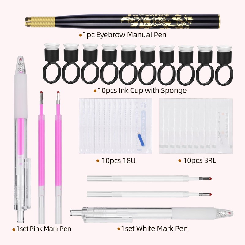 ATOMUS Flower Microblading Pen Kit Black Tattoo Eyebrow Manual Pen