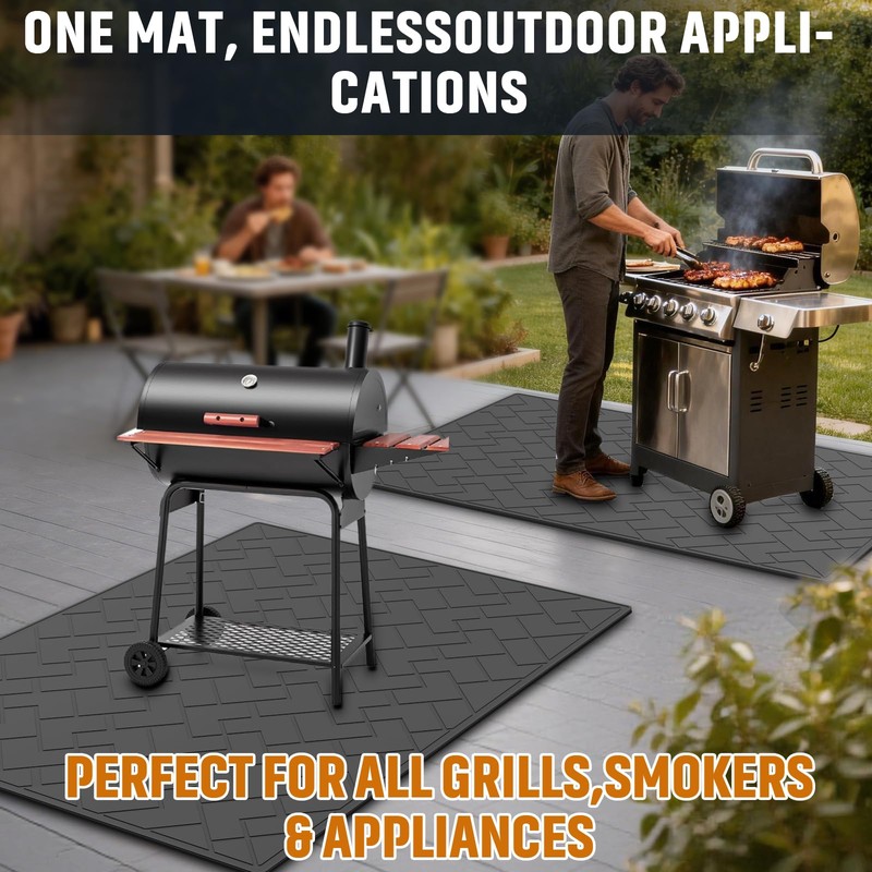 66" x 49" Heavy Duty Grill Mat for Outdoor Grill,