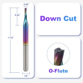 BFVV 10 Pcs O-Flute Up-Cut Router Bit 1/8 inch Shank, Spiral Solid Carbide Milling Cutters with DLC Coating CNC End Mill, Ideal for Aluminum, Plastic, Acrylic, Wood, MDF and PVC