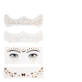 Lilbitty Pack of 4 Glitter Face Tattoos, Easy to Use and Remove, Waterproof and Long-Lasting, for Summer Concerts and Parties