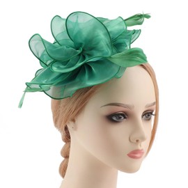 DRESHOW Women's Fascinators Hat Cocktail Party Tea Headpiece Flower Mesh Organza Ribbons Feathers on a Headband, 1 Pc: 16-Gold