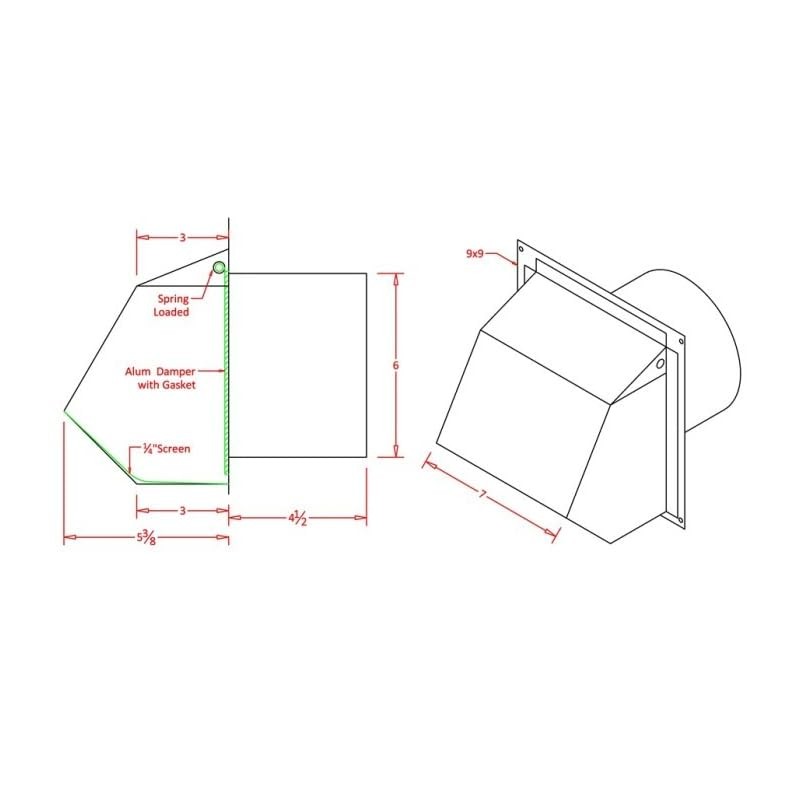 RDP Heavy Duty Hooded Wall Vent with Spring Loaded Damper