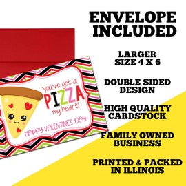 You've Got a PIZZA My Heart Valentine Pun Themed Single (1) All Occasion Blank Valentine's Day Card To Send To Friends & Family, 4"x 6" (when folded) Fill In Greeting Note Card by AmandaCreation