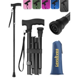 Walking Canes for Women Folding Walking Cane Adjustable Collapsible Cane for Seniors, Men and Women (Walk Cane-Black)