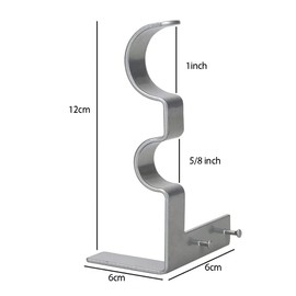 tooloflife 2PCS Double Curtain Pole Brackets Heavy Duty Metal Curtain Pole Holder for Living Room Bedroom Curtain Poles (Black)