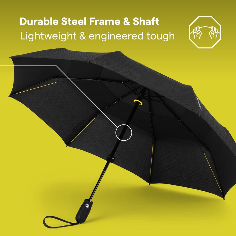 ShedRain Vex Black Compact Umbrella, Folds to 11", 43" Arc,