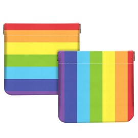 2PcsPU Leather Small Squeeze Coin Purse Pouch Mini coin Bag Unique And Cute Wallet Cosmetic Bags Change Bag For Women Girls Men Rainbow Pattern