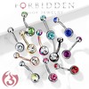 Forbidden Body Jewelry 14g Titanium Double Jeweled CZ Crystal Belly