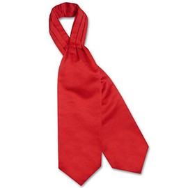 Vesuvio Napoli ASCOT Solid RED Color Cravat Men's Neck Tie