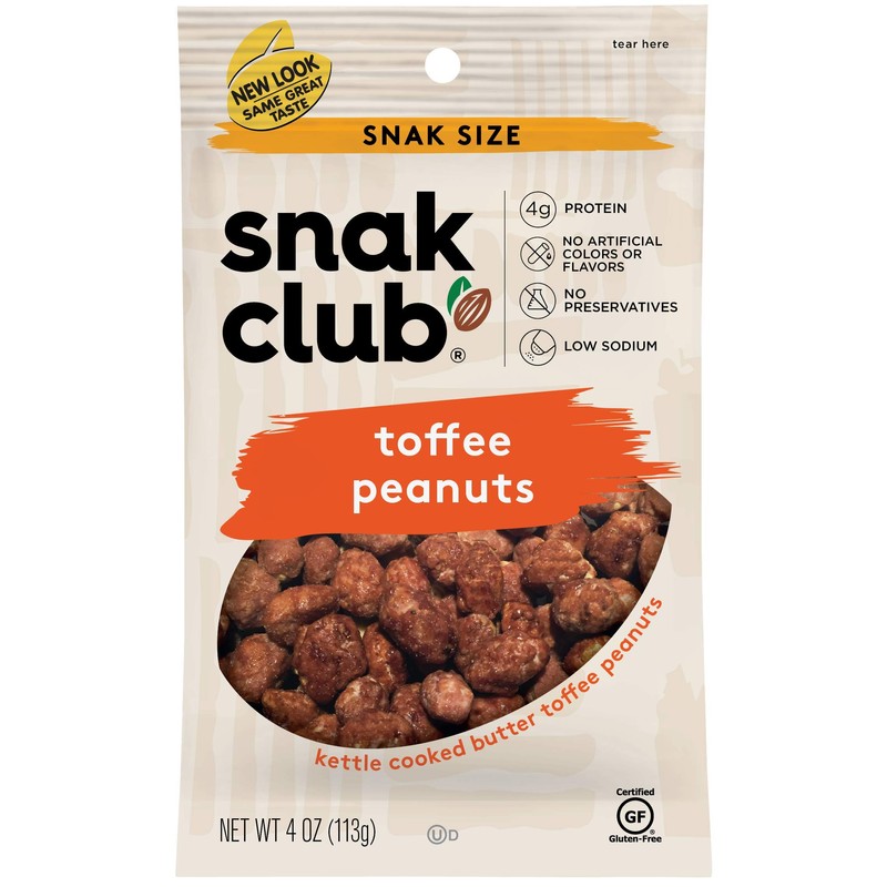Snak Club Toffee Peanuts, 4 Ounce (Pack of 12)