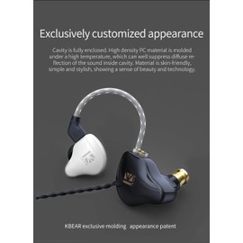 keephifi KBEAR KS1 Headphones 2022 Dual Magnectic Circuit Dynamic in Ear Monitor, 2 Removable Pins, HiFi Bass Headphones Noise Isolation for Music, Games, Sports (with Micro, Transparent)