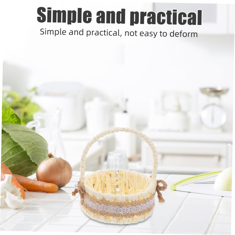 Ciieeo 2pcs Mini Imitation Rattan Storage Basket Handwoven Decorative Baskets