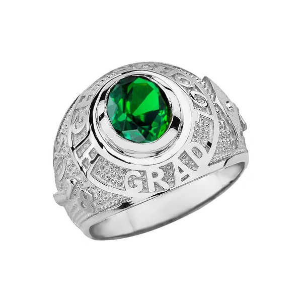 Claddagh Gold Sterling Silver May CZ Birthstone High School Class