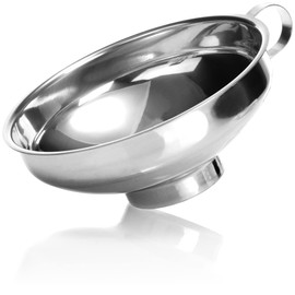 com-four® Funnel made of 304 stainless steel, filling funnel for preserving jars, jam funnel with filler neck and handle, dishwasher safe (001 pieces, stainless steel)