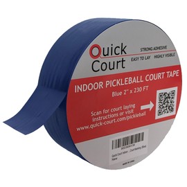 Quick Court Indoor Pickleball Court Tape - Zero Residue, Long Lasting, 2" x 230FT, Pickleball Court Tape with Instructions Included for Fast Court Marking (4, Blue)