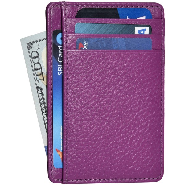 Leather Minimalist Wallet for Men & Women RFID Front Pocket