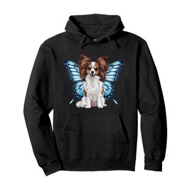 Cartoon Papillon dog with butterfly wings Pullover Hoodie