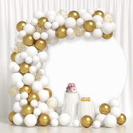 MEHOFOND 6 Feet (1.8 Meters) Pure White Circular Background Birthday Baby Shower Wedding Custom Party Decoration Background Banner Newborn Photography Prop (Without Stand)