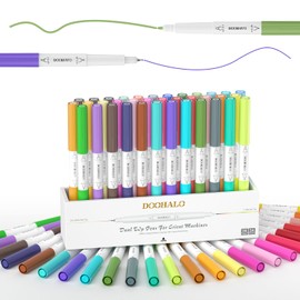 DOOHALO Fine Point Pens Set (36 Pcs) for Cricut Maker 3/Maker/Explore 3/Air 2/Air,Dual Tip Marker Pen(0.4 Tip and 1.0 Tip),Dual Tip Coloring Brush Pen for Writing and Drawing