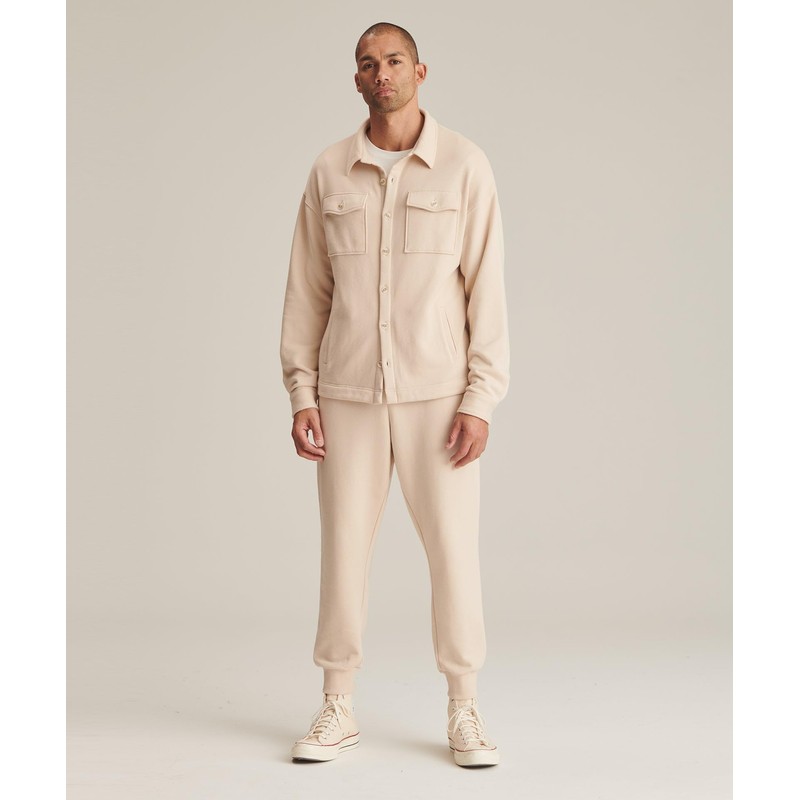 NAADAM Unisex Unisex Terry Shirt Jacket, Ecru,Large