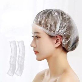 DOUBUYONGYI 100pcs Disposable Shower Caps for Hair Dying, Bath Hair Caps Guest Caps for Hotel, Salon, Business, Travel Essentials