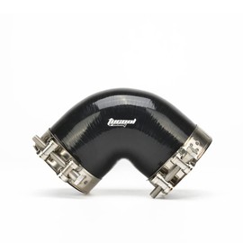 Tucool Racing Acoplador de codo universal de 4 capas de alto rendimiento de 90 grados, manguera de silicona de 70 mm para turbo, intercooler, tubería de admisión, longitud de 102 mm de grosor, 5 mm con abrazadera de tornillo en T (negro, 70 mm)