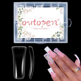 outopen 420pcs Extra Long Duck Nail Tips XXL Feet Clear Flare Nail Tips for French False Nail Extension Y2K Vibe Full Cover Duck Tips for Polygel Acrylic Extension Beginners DIY Manicure,12 Sizes